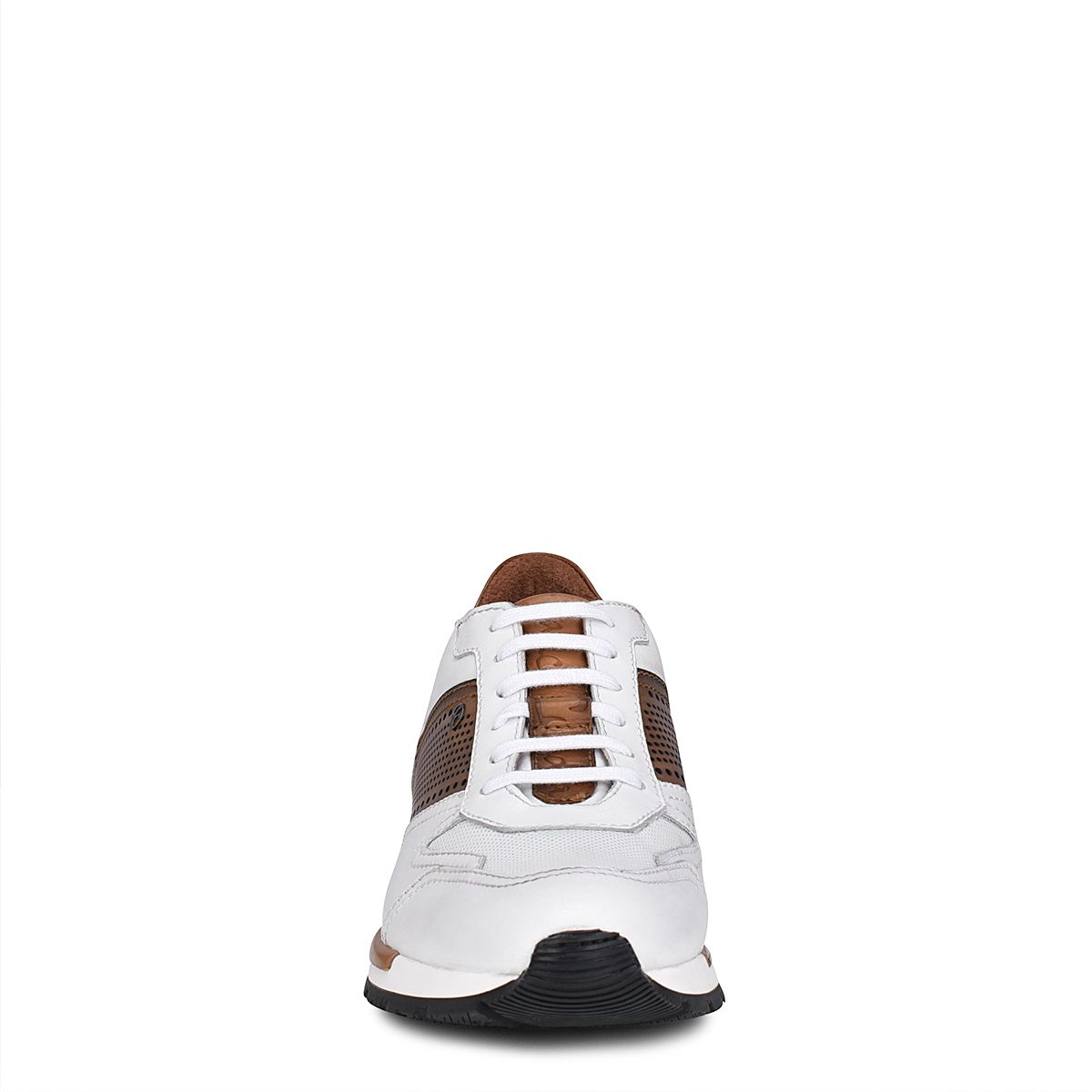 130KNTV - Cuadra white & brown casual fashion leather sneakers for men-Kuet.us