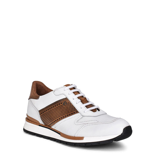 130KNTV - Cuadra white & brown casual fashion leather sneakers for men-FRANCO CUADRA-Kuet-Cuadra-Boots