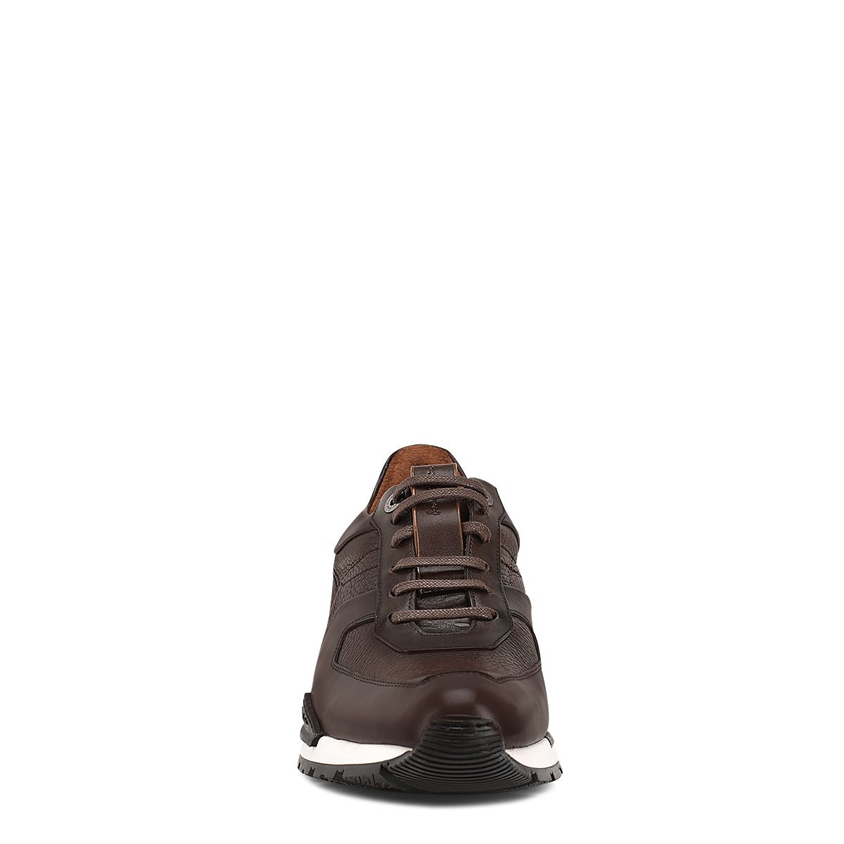 Leather Chocolate Brown Textured Sneakers - Quel