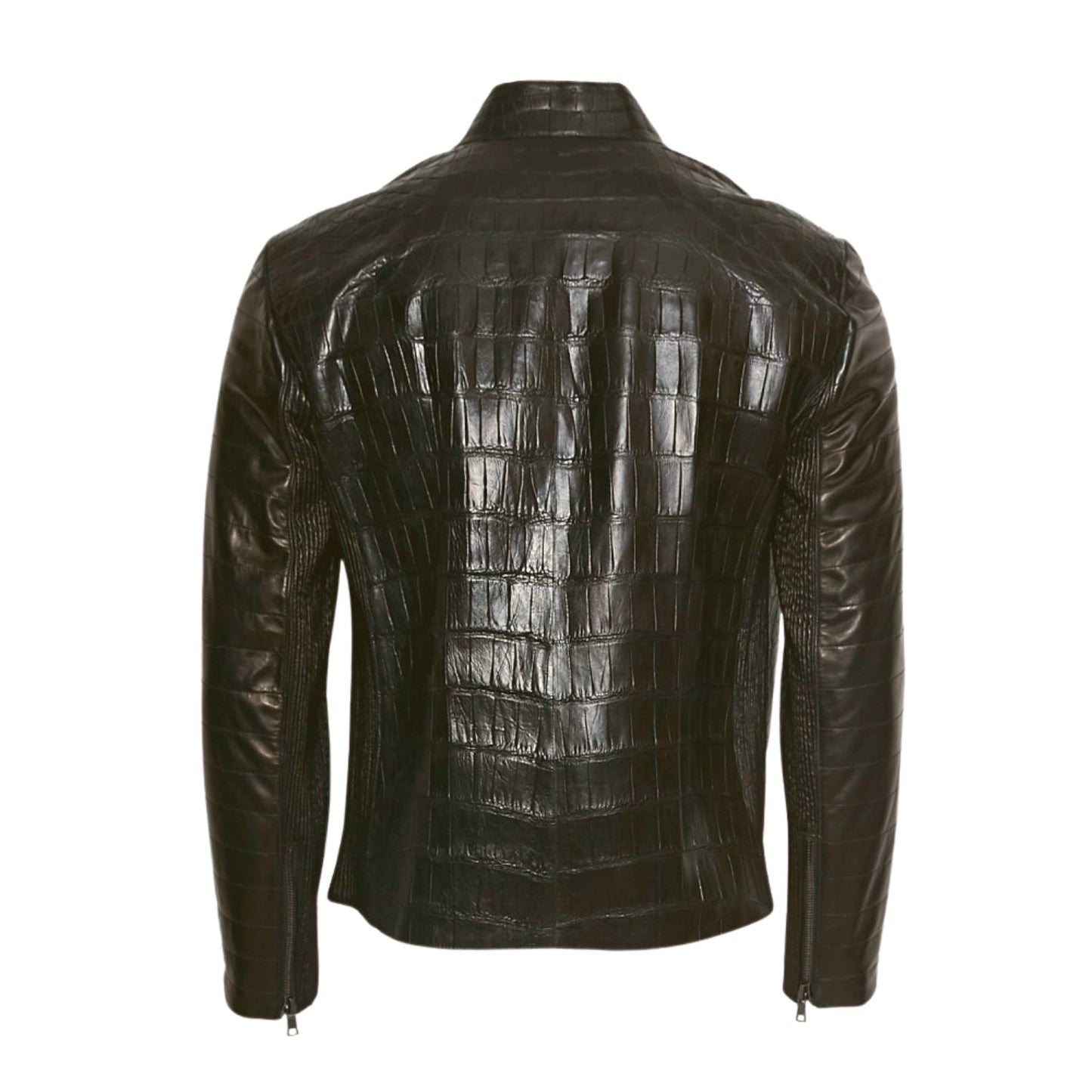 1395RG2 - Cuadra brown casual fashion full exotic alligator leather jacket for men-Kuet.us