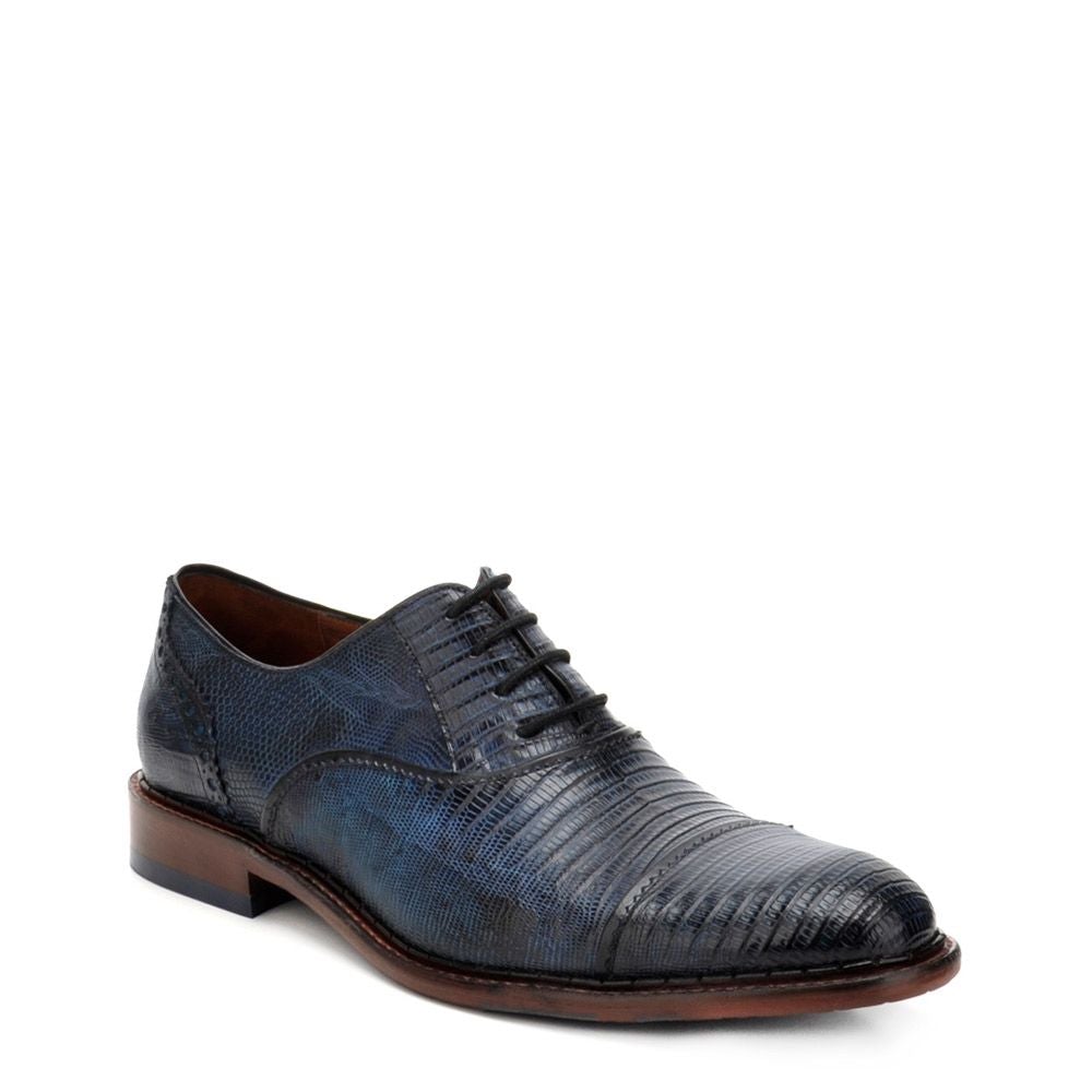 14ULTLT - Cuadra navy blue dress lizard Oxford shoes for men-Kuet.us