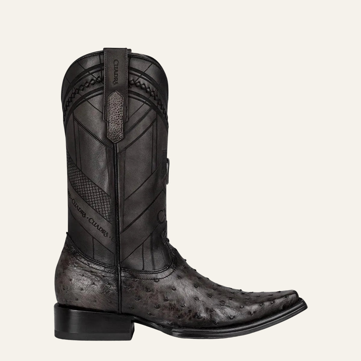 1B2FA1 - Cuadra black dress cowboy ostrich leather boots for men-Kuet.us