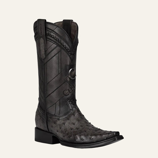 1B2FA1 - Cuadra black dress cowboy ostrich leather boots for men-Kuet.us