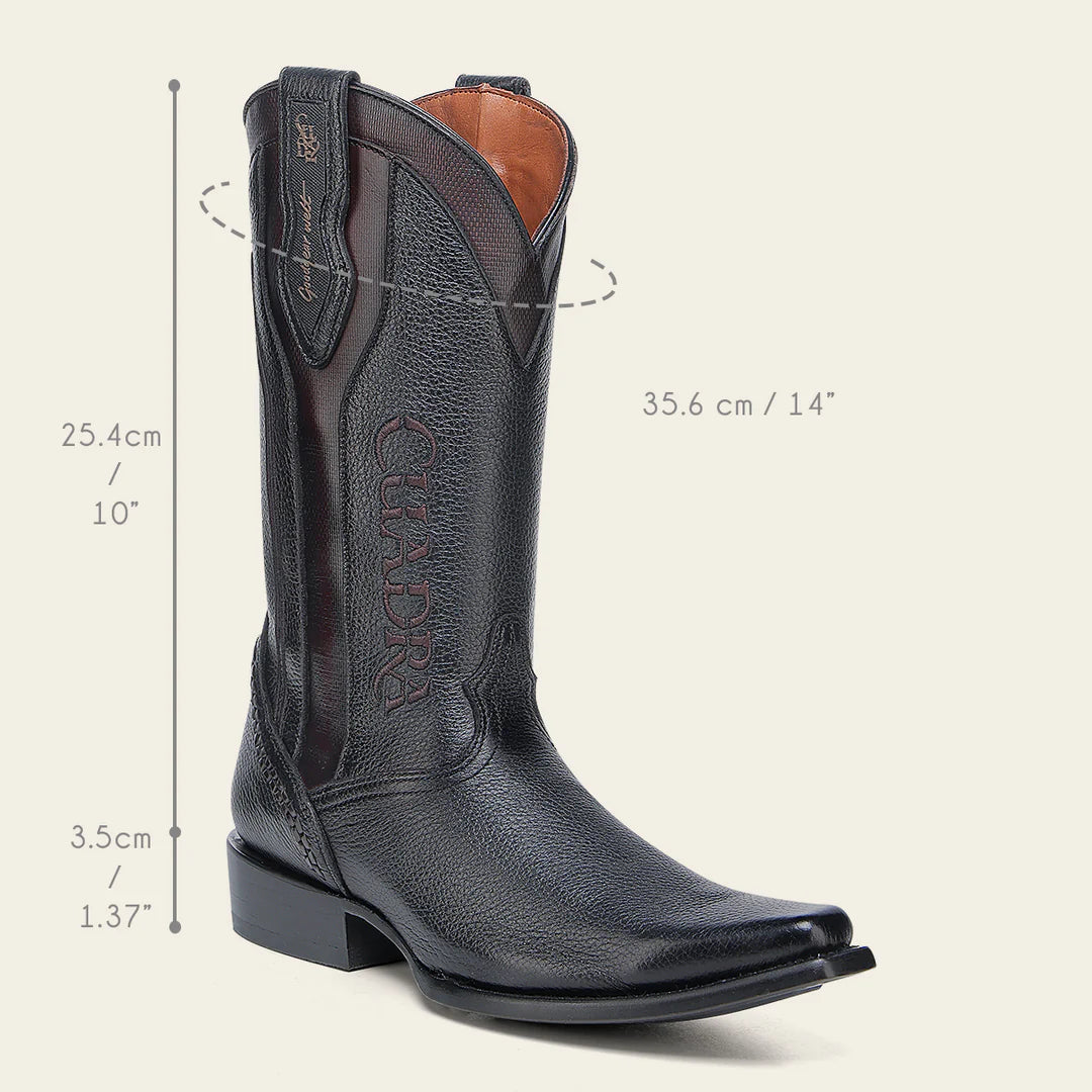 1B2TVE - Cuadra black dress cowboy deer leather boots for men