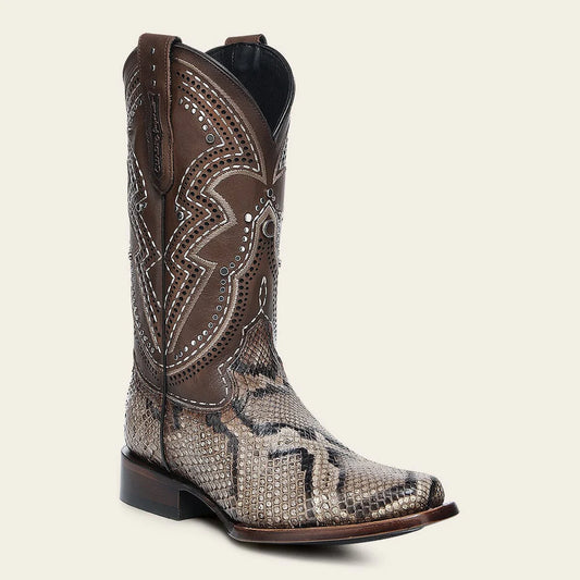 1F3VPM - Cuadra brown western python skin rodeo boot for woman