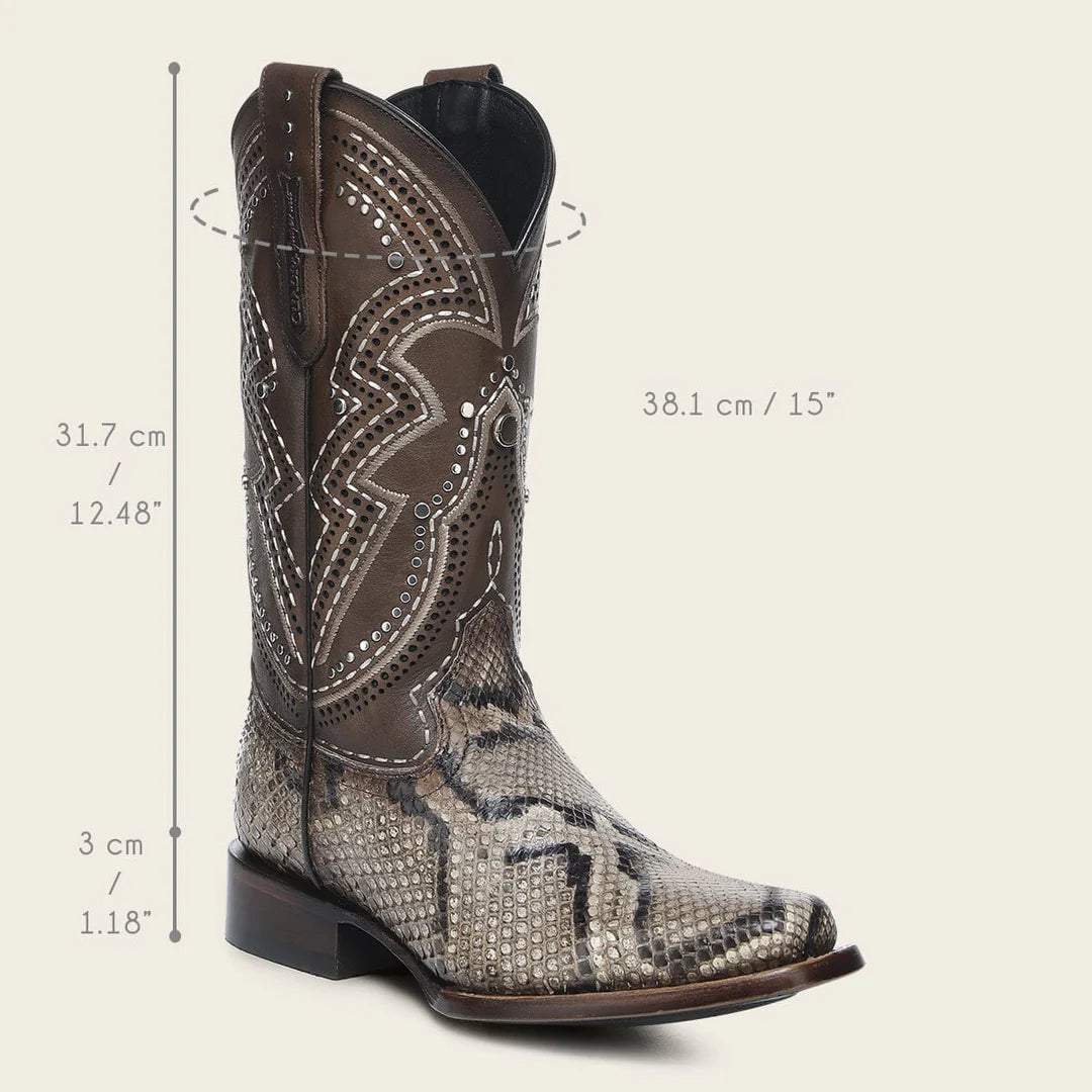 1F3VPM - Cuadra Brown Western Python Skin Rodeo Boot for Woman