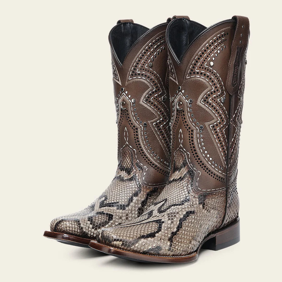 1F3VPM - Cuadra brown western python skin rodeo boot for woman