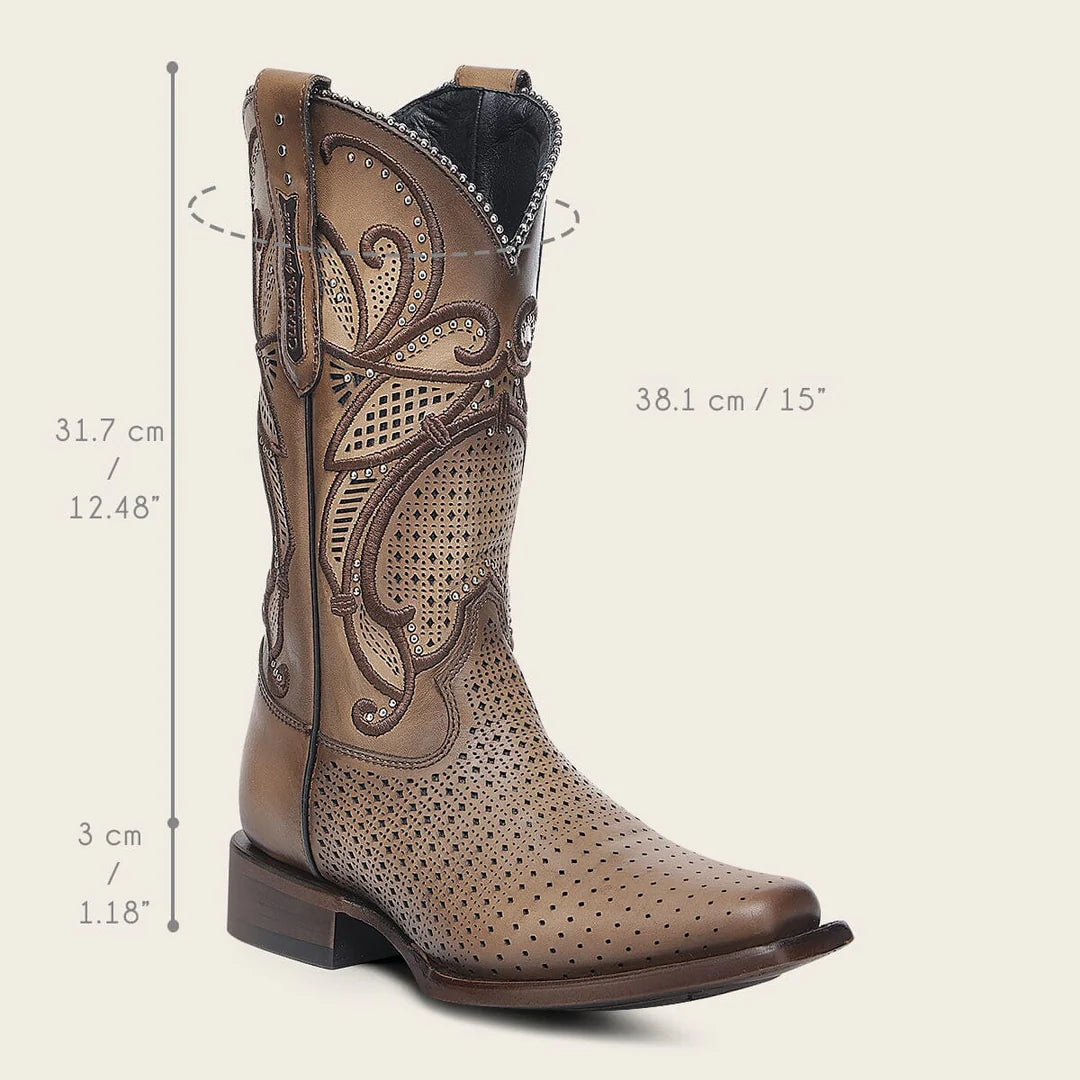 1F3WRS - Cuadra honey western cowhide leather rodeo boot for woman