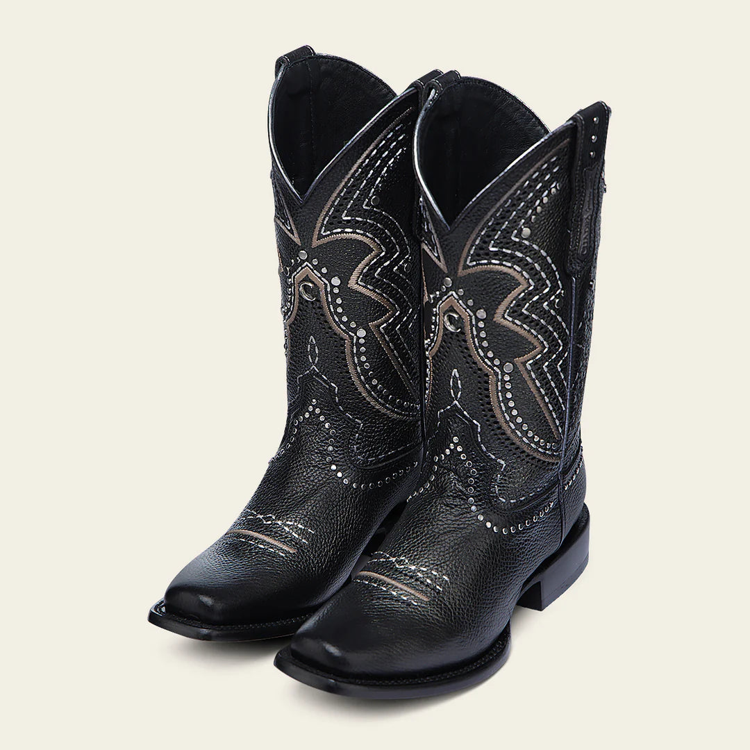 1F3XRS - Cuadra black western cowhide leather rodeo boot for woman