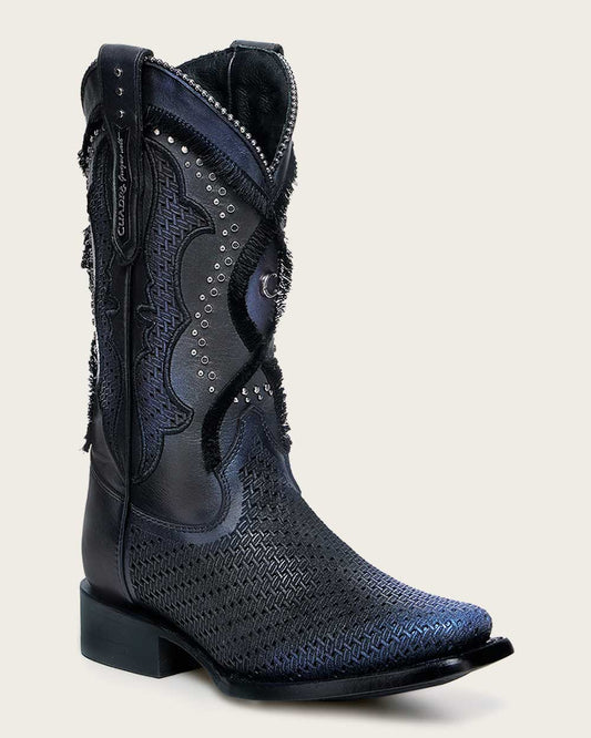 1F3YRS - Cuadra Black Western Cowhide Leather Rodeo Boot for Woman