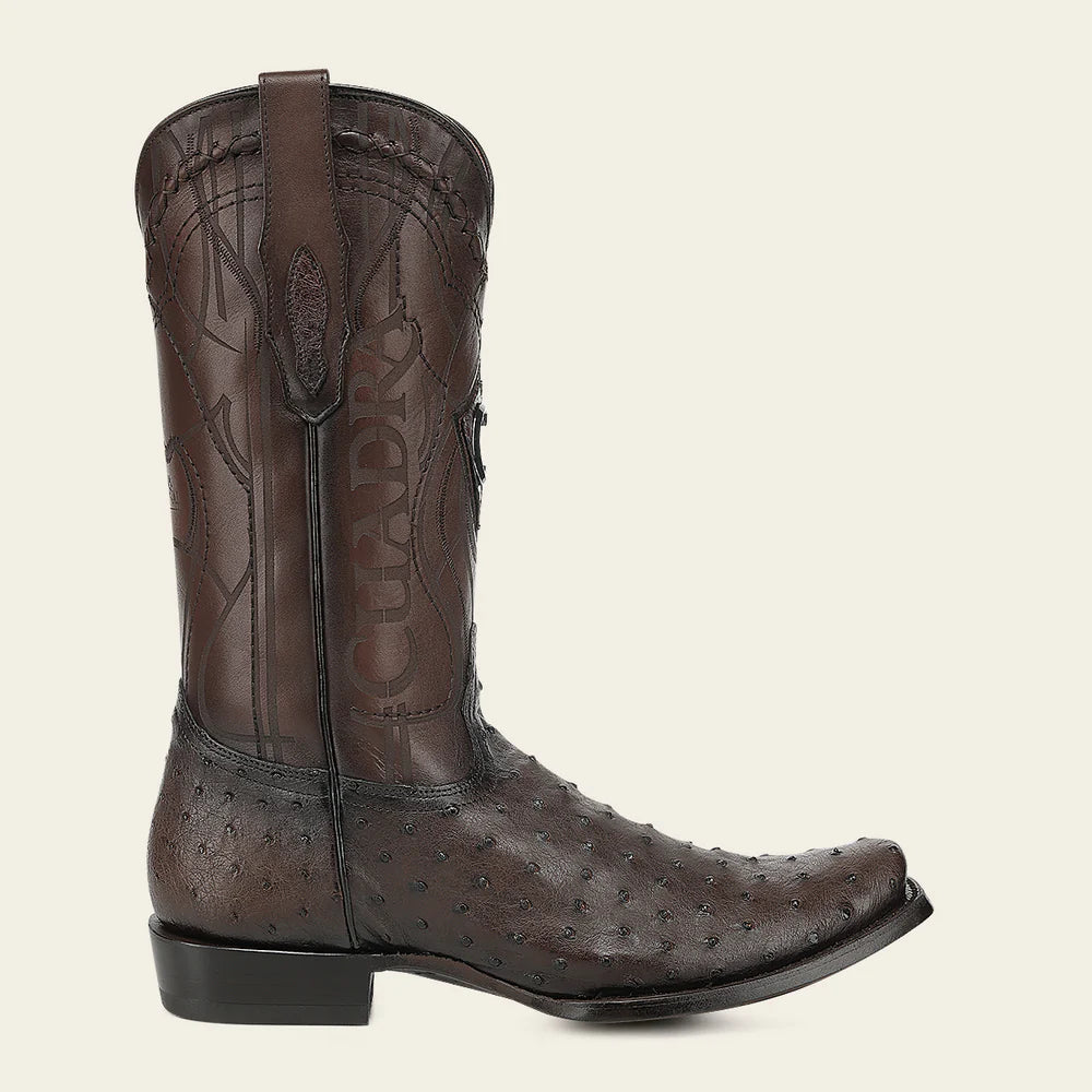 1J1NA1 - Cuadra Chocolate Dress Cowboy Ostrich Leather Boots for Men