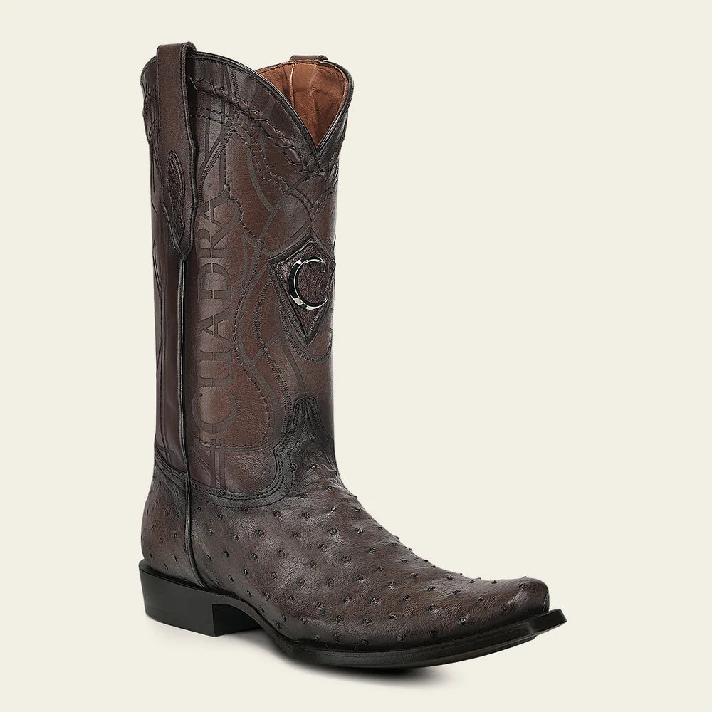1J1NA1 - Cuadra Chocolate Dress Cowboy Ostrich Leather Boots for Men