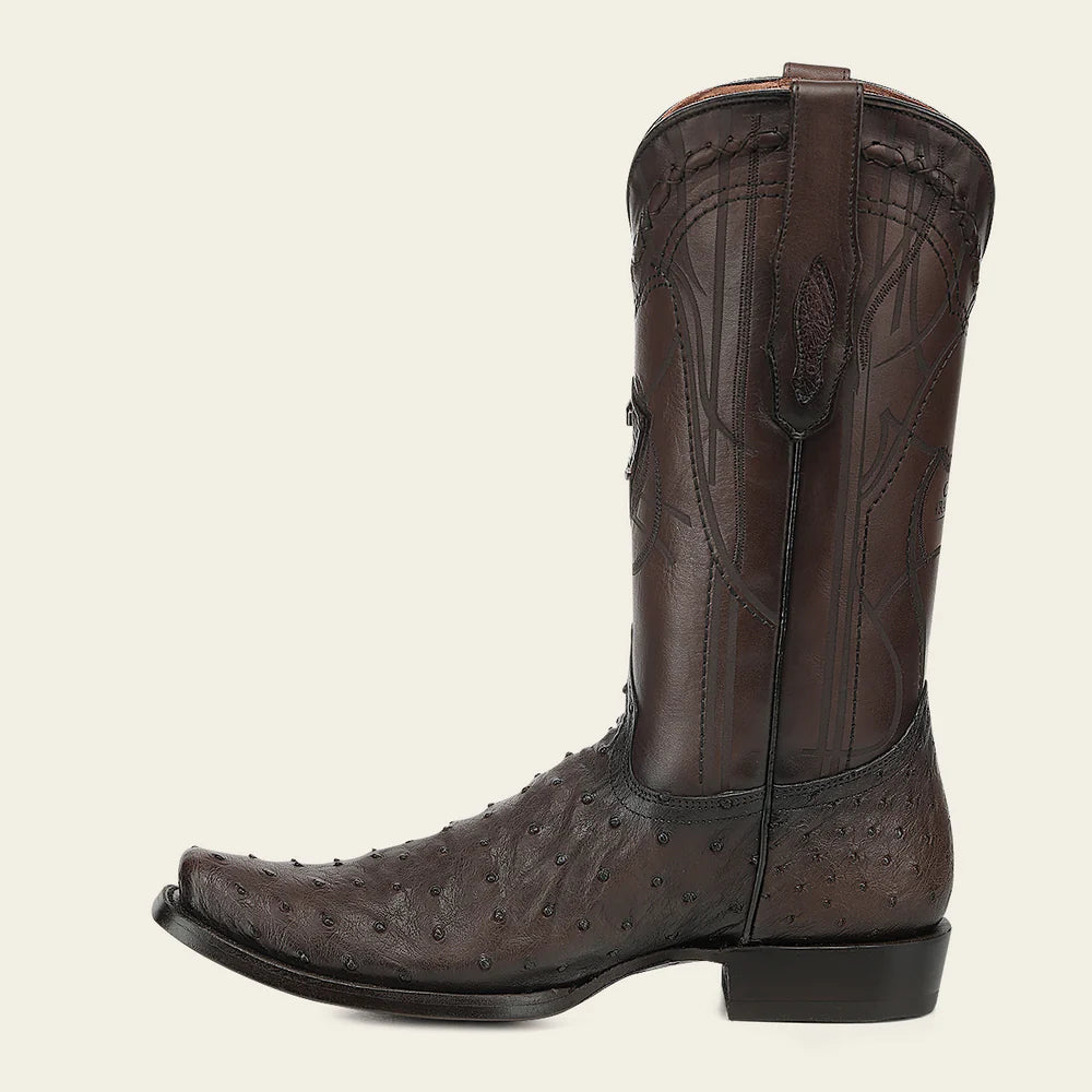 1J1NA1 - Cuadra Chocolate Dress Cowboy Ostrich Leather Boots for Men