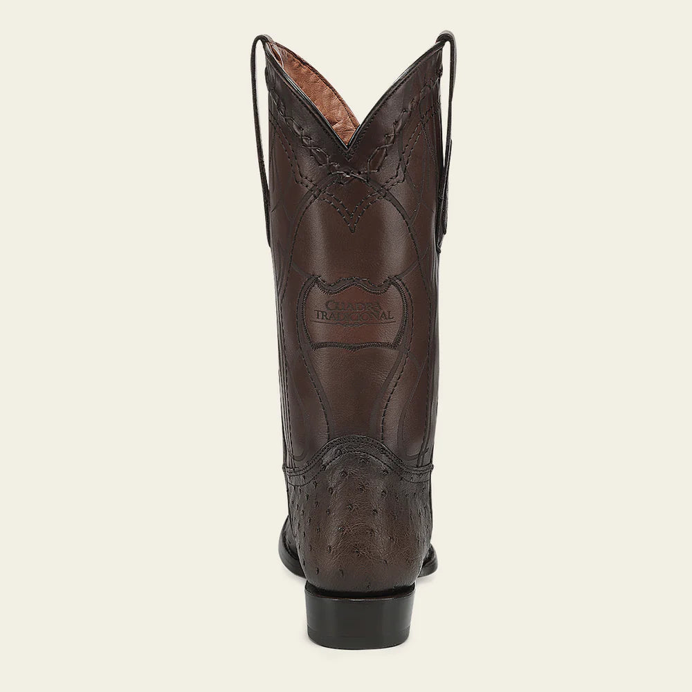1J1NA1 - Cuadra Chocolate Dress Cowboy Ostrich Leather Boots for Men