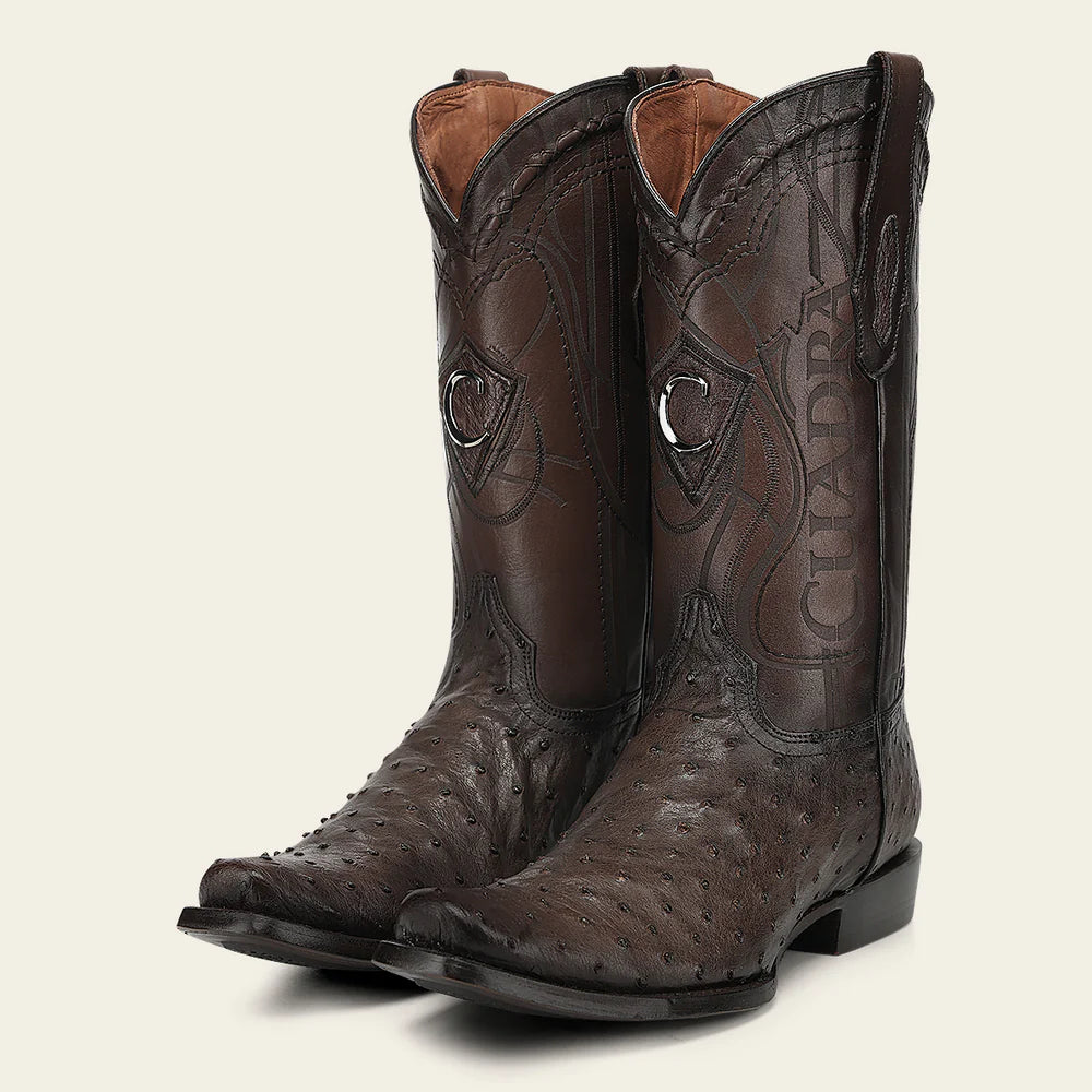1J1NA1 - Cuadra Chocolate Dress Cowboy Ostrich Leather Boots for Men