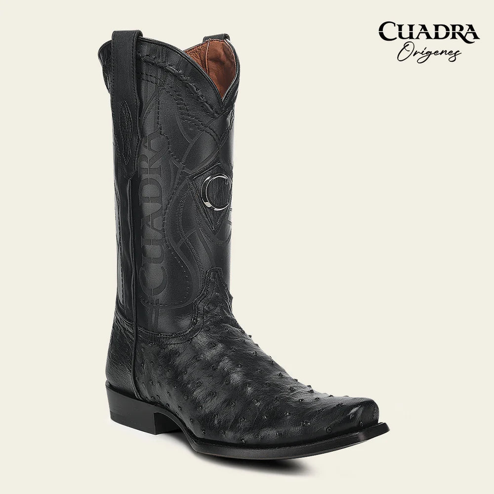 1J1NA1 - Cuadra black dress cowboy ostrich leather boots for men