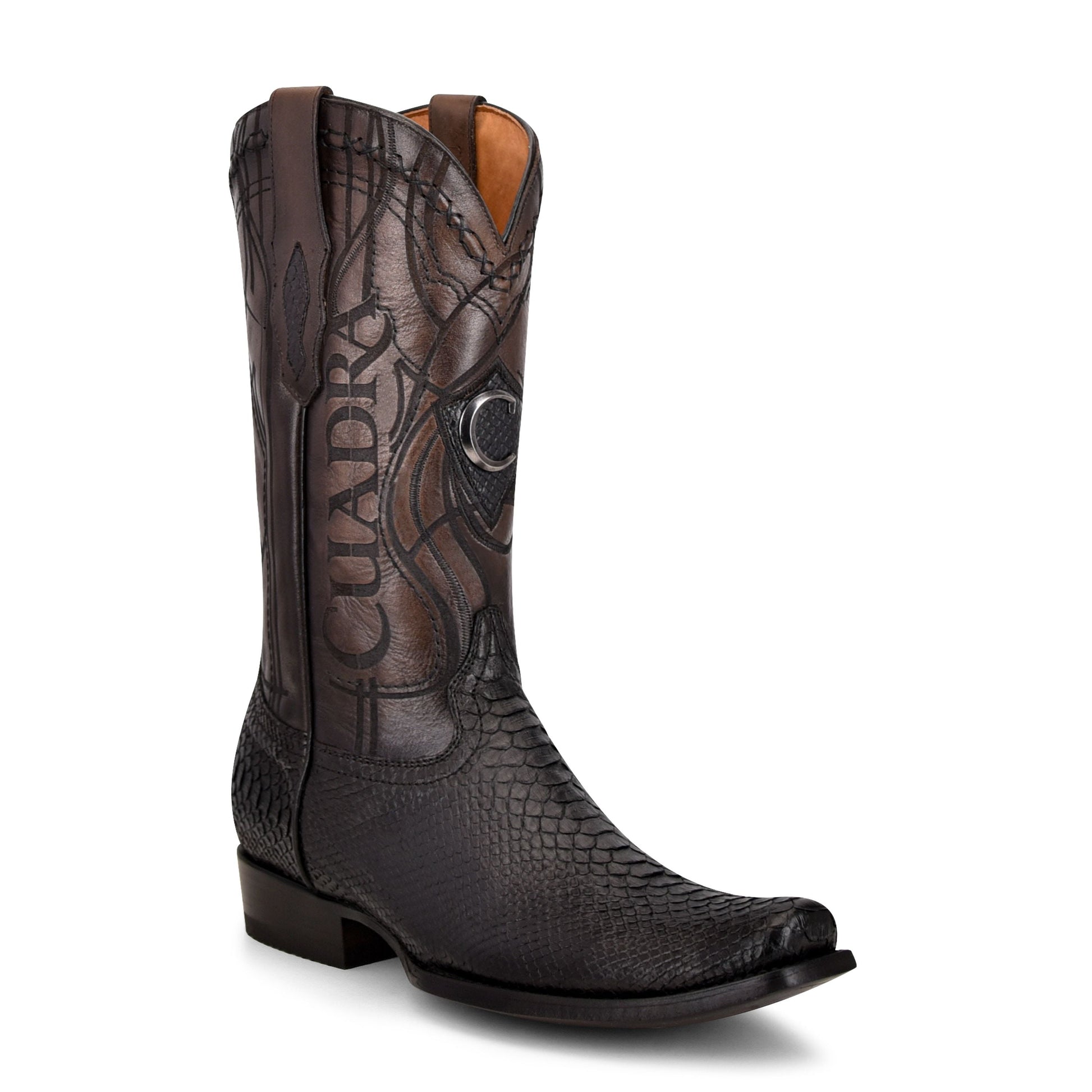 靴 Kmrii studs python boots KMRII - Leather boots with studs and python details – L'OBSCUR