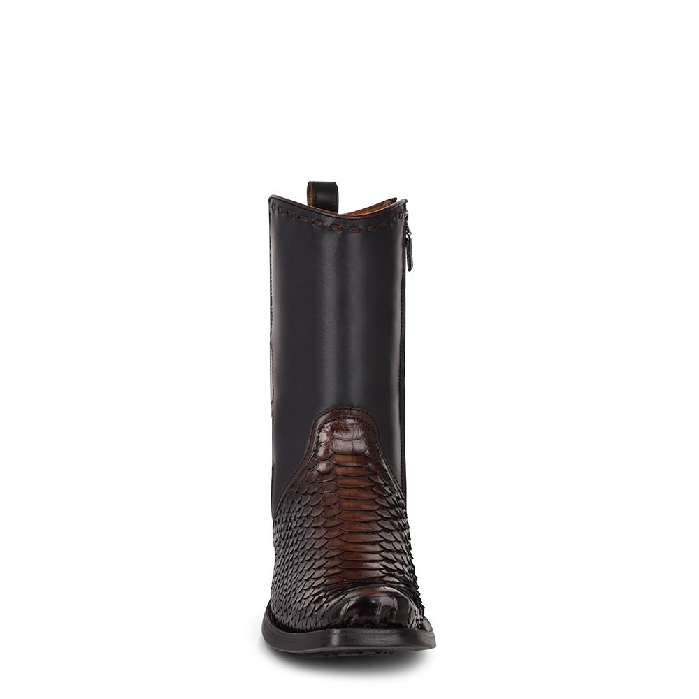 1J2DPH - Cuadra black casual cowboy python skin zip ankle boots for men-Kuet.us
