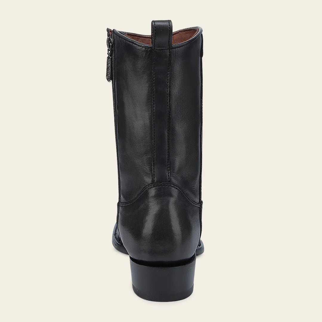 1J2KMA - Cuadra Black Dress Cowboy Stingray Leather Zip Ankle Boots