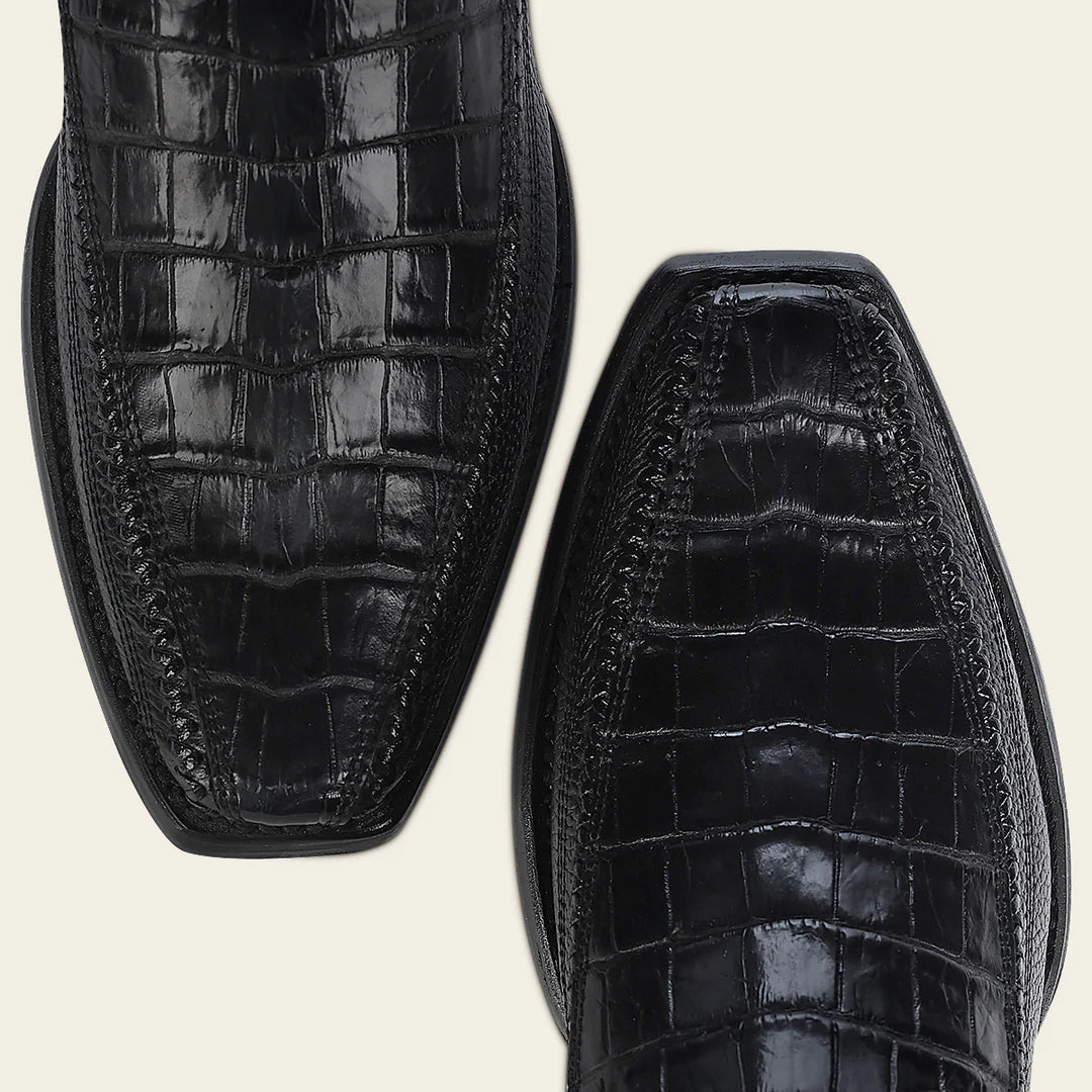 1J2KMO - Cuadra Black Dress Cowboy Moreleti Leather Zip Ankle Boots
