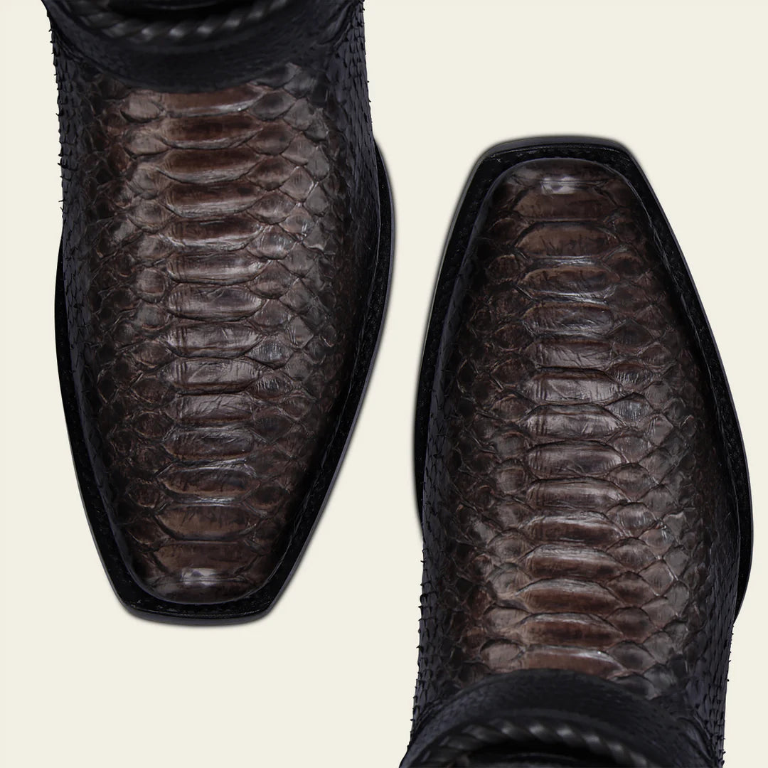 Scuffed Python Skin Boots 1J3KPH - Cuadra black casual cowboy python skin zip ankle boots for me ...