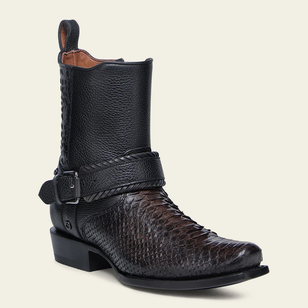 1J3KPH - Cuadra black casual cowboy python skin zip ankle boots for men