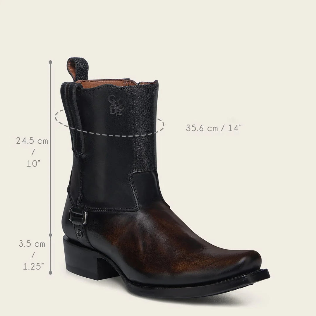 1J3MRS - Cuadra Black Dress Cowboy Cowhide Leather Boots for Men