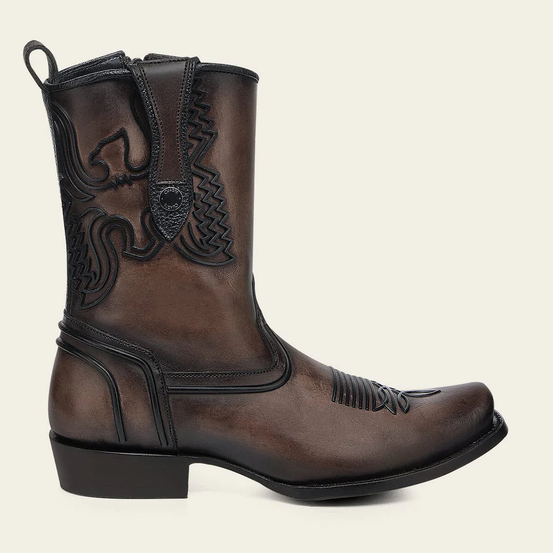 1J3VRS - Cuadra Brown Dress Cowboy Cowhide Leather Boots for Men