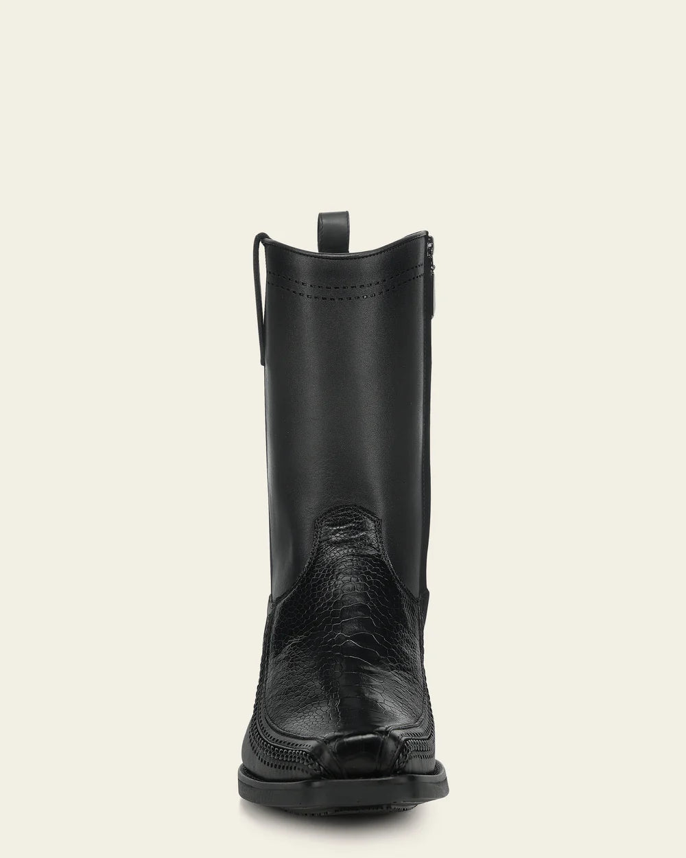 1J4JAP - Cuadra Black Dress Cowboy Ostrich Leg Zip Ankle Boots for Men