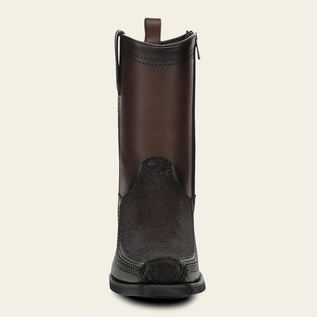 1J4JMA - Cuadra Chocolate Dress Cowboy Stingray Leather Zip Ankle