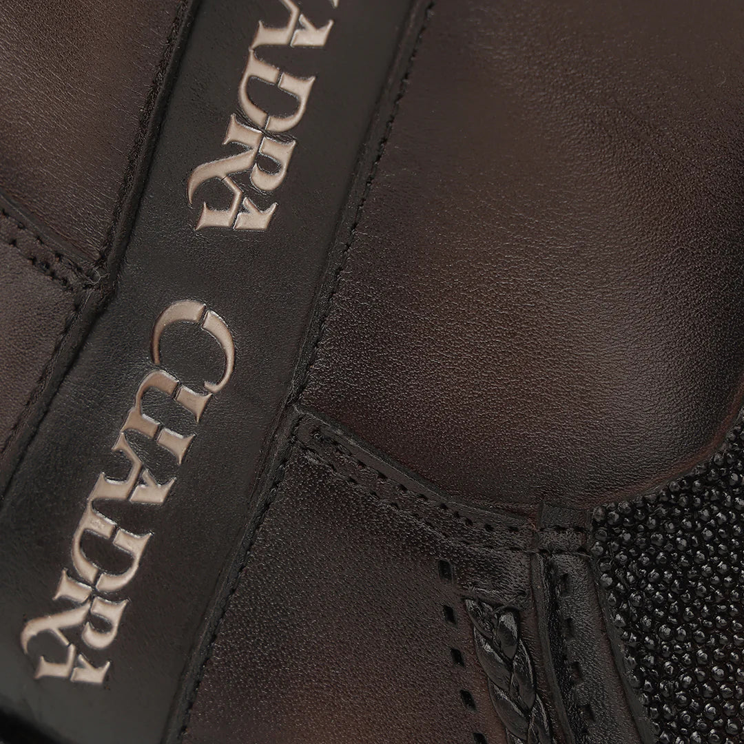 1J4JMA - Cuadra Chocolate Dress Cowboy Stingray Leather Zip Ankle