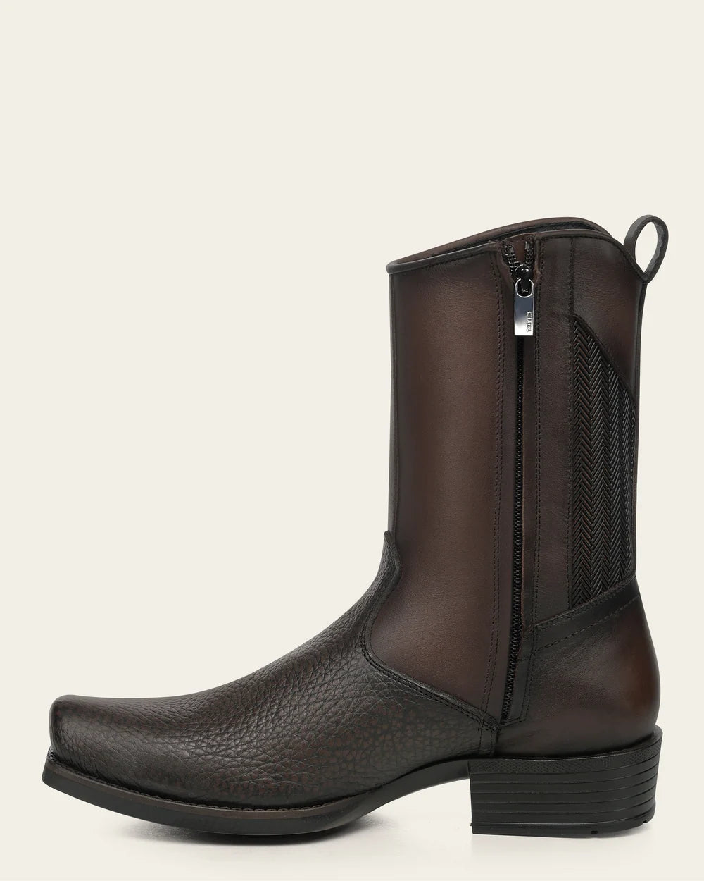 1J4MBN - Cuadra brown casual fashion bison leather zip mid-calf boots for men