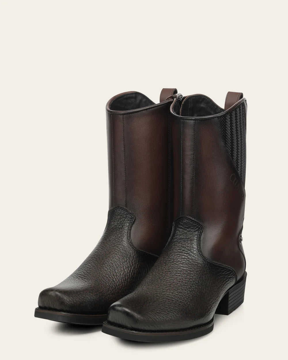 1J4MBN - Cuadra brown casual fashion bison leather zip mid-calf boots for men