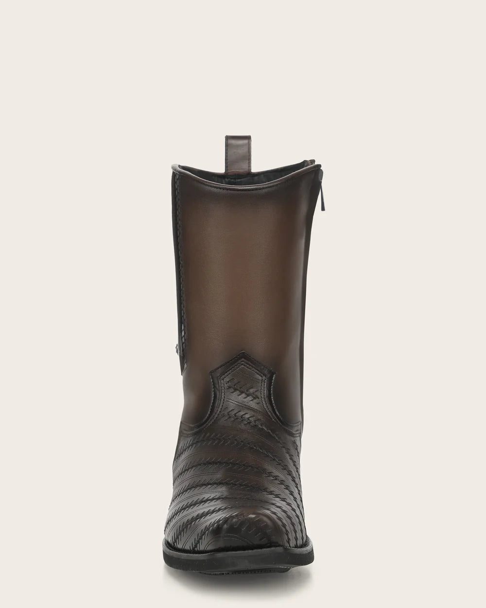 1J4QRS - Cuadra Chocolate Woven Cowhide Leather Zip Ankle Boots for Men