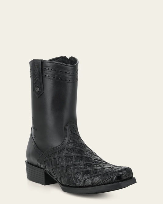 1J4RFY - Cuadra black casual fashion caiman leather zip ankle boots for men