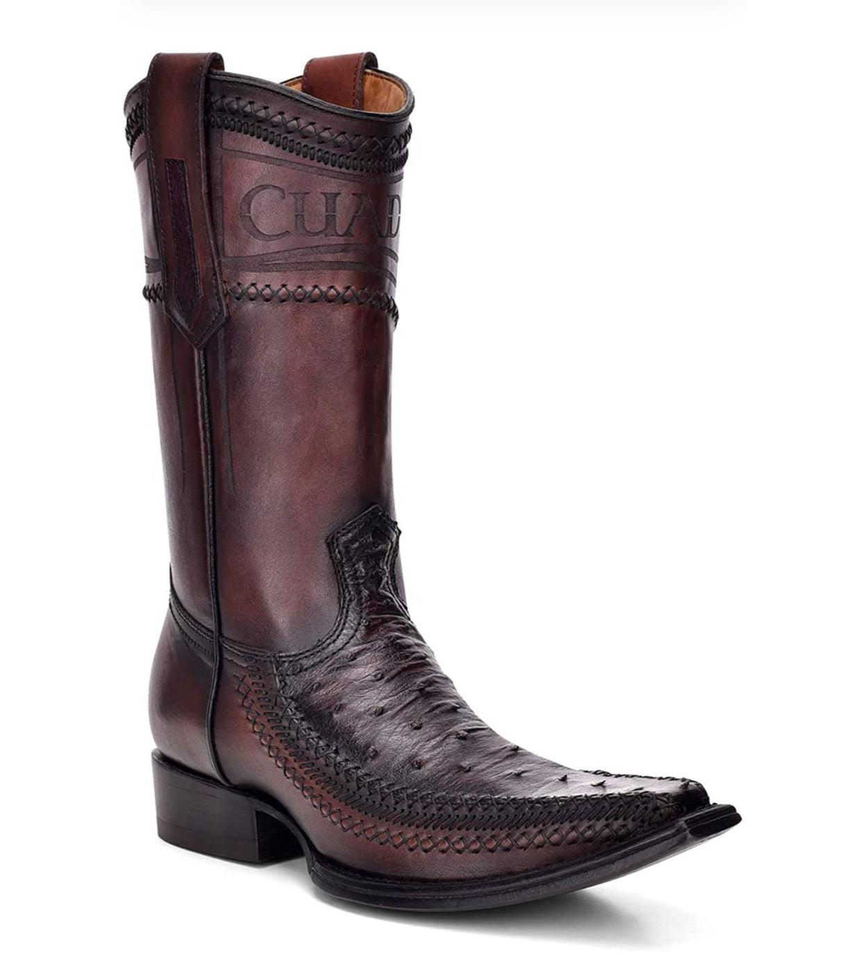 1B1AA1 - Cuadra blackcherry casual cowboy ostrich leather boots for men-CUADRA-Kuet-Cuadra-Boots