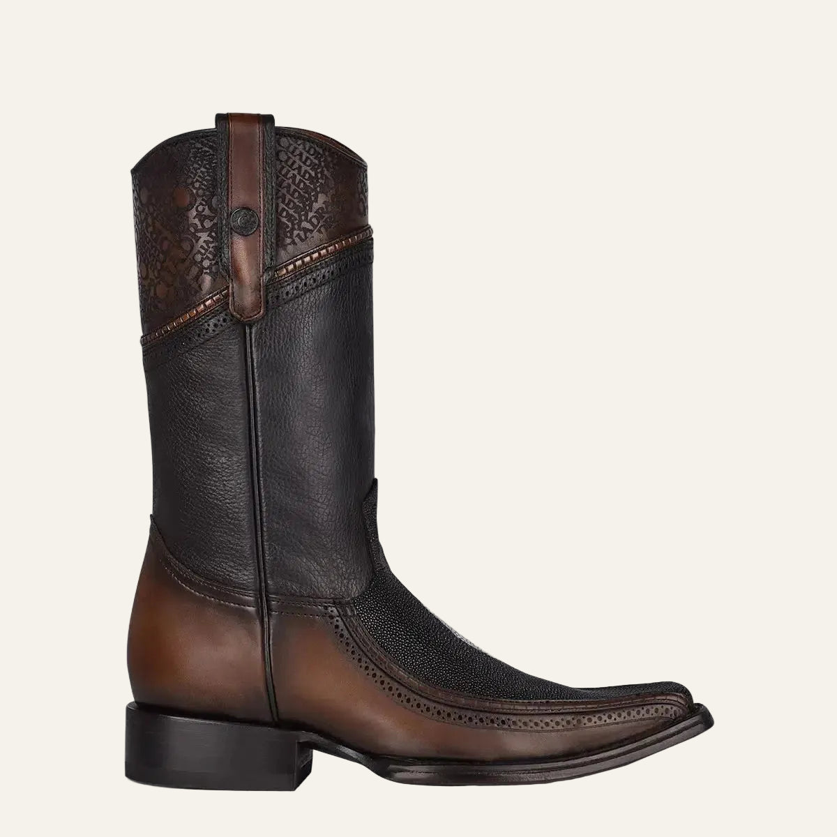1B1DMA - Cuadra black and brown casual cowboy stingray boots for men-Kuet.us
