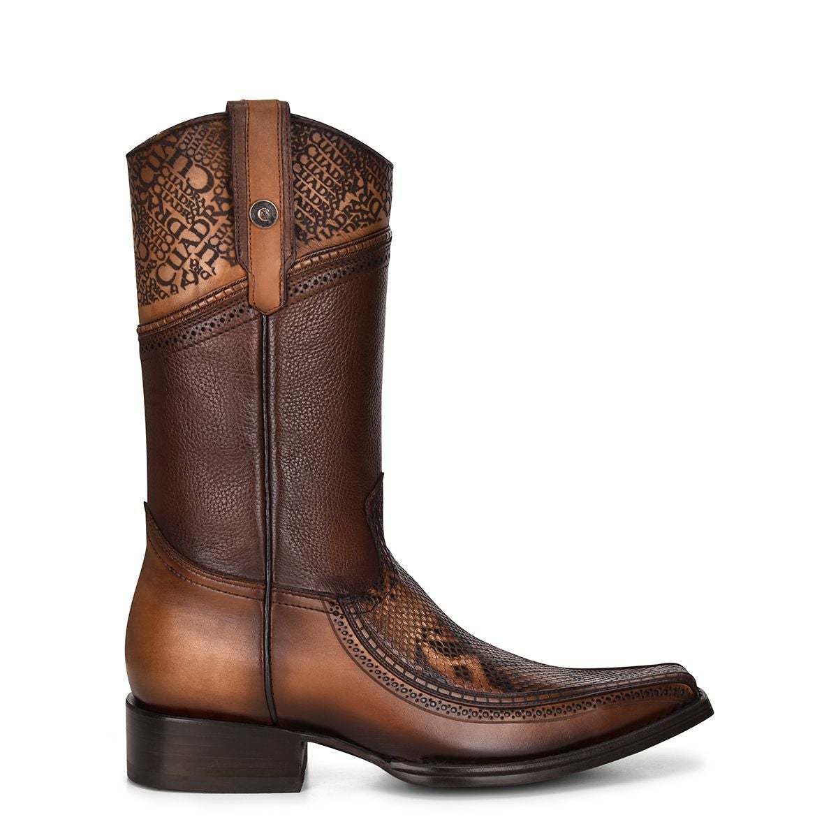 1B1DPH - Cuadra chestnut brown casual cowboy python boots for men-CUADRA-Kuet-Cuadra-Boots