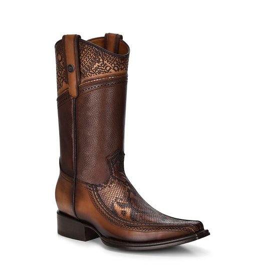 1B1DPH - Cuadra brown dress western cowboy python skin boots for men-Kuet.us