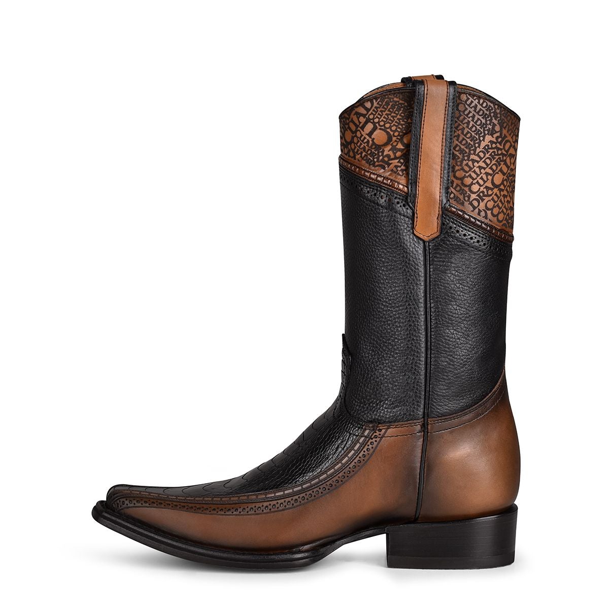 1B1DPT - Cuadra black casual cowboy ostrich leg leather boots for men-Kuet.us
