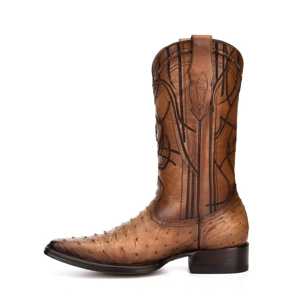 1B1NA1 - Cuadra taupe casual dress cowboy ostrich leather boots for men-CUADRA-Kuet-Cuadra-Boots