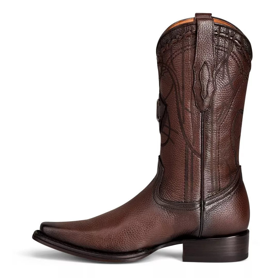 1B1NVE- Cuadra chestnut dress cowboy deer leather boots for men