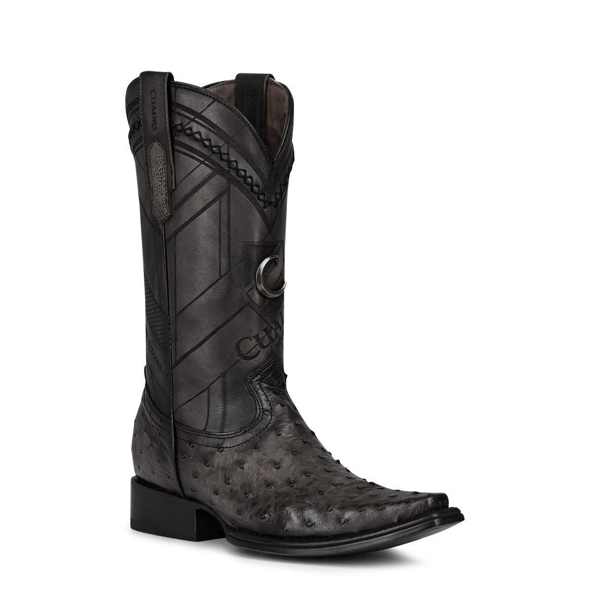 1B2FA1 - Cuadra grey dress cowboy ostrich leather boots for men-CUADRA-Kuet-Cuadra-Boots