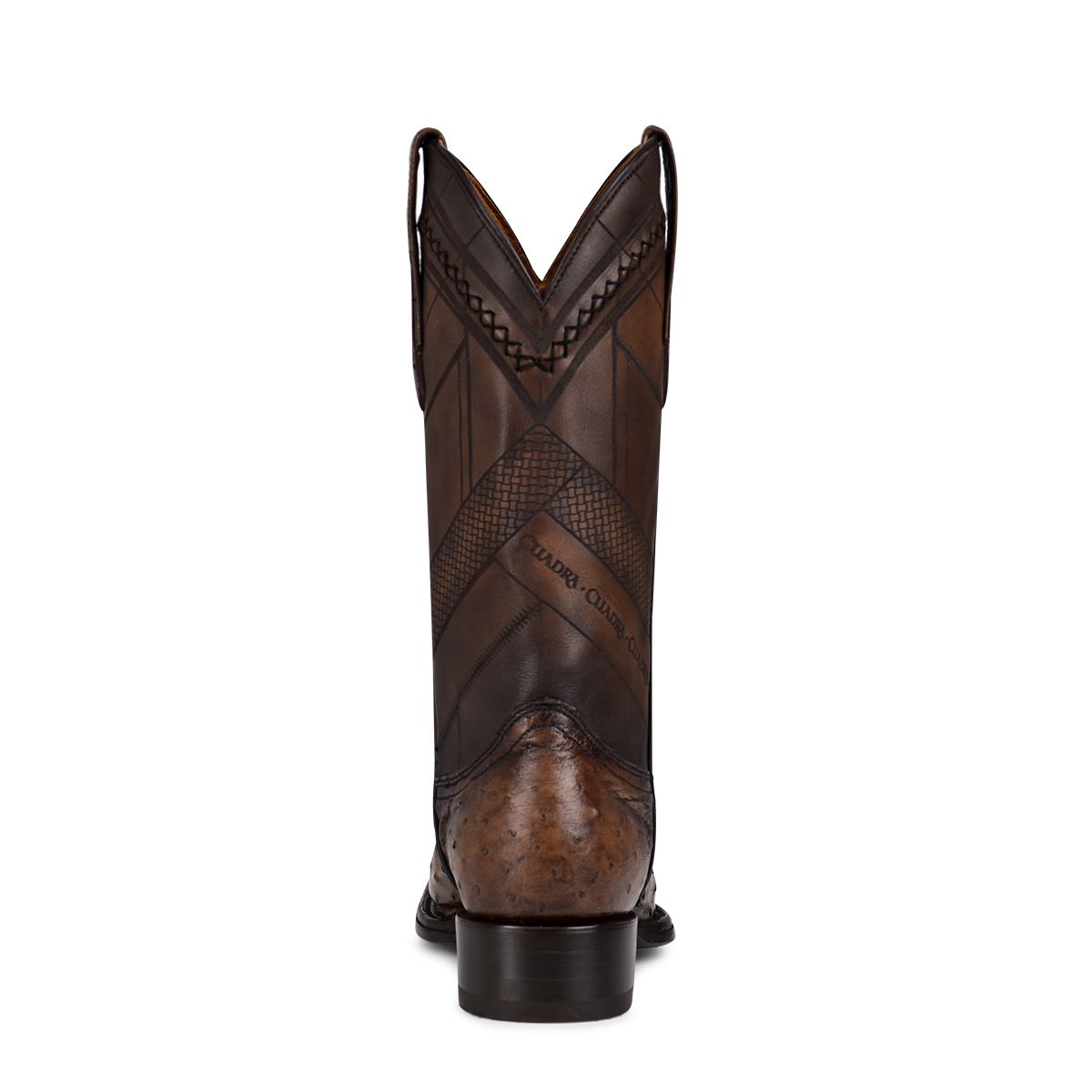 1B2FA1 - Cuadra chocolate dress cowboy ostrich leather boots for men-CUADRA-Kuet-Cuadra-Boots