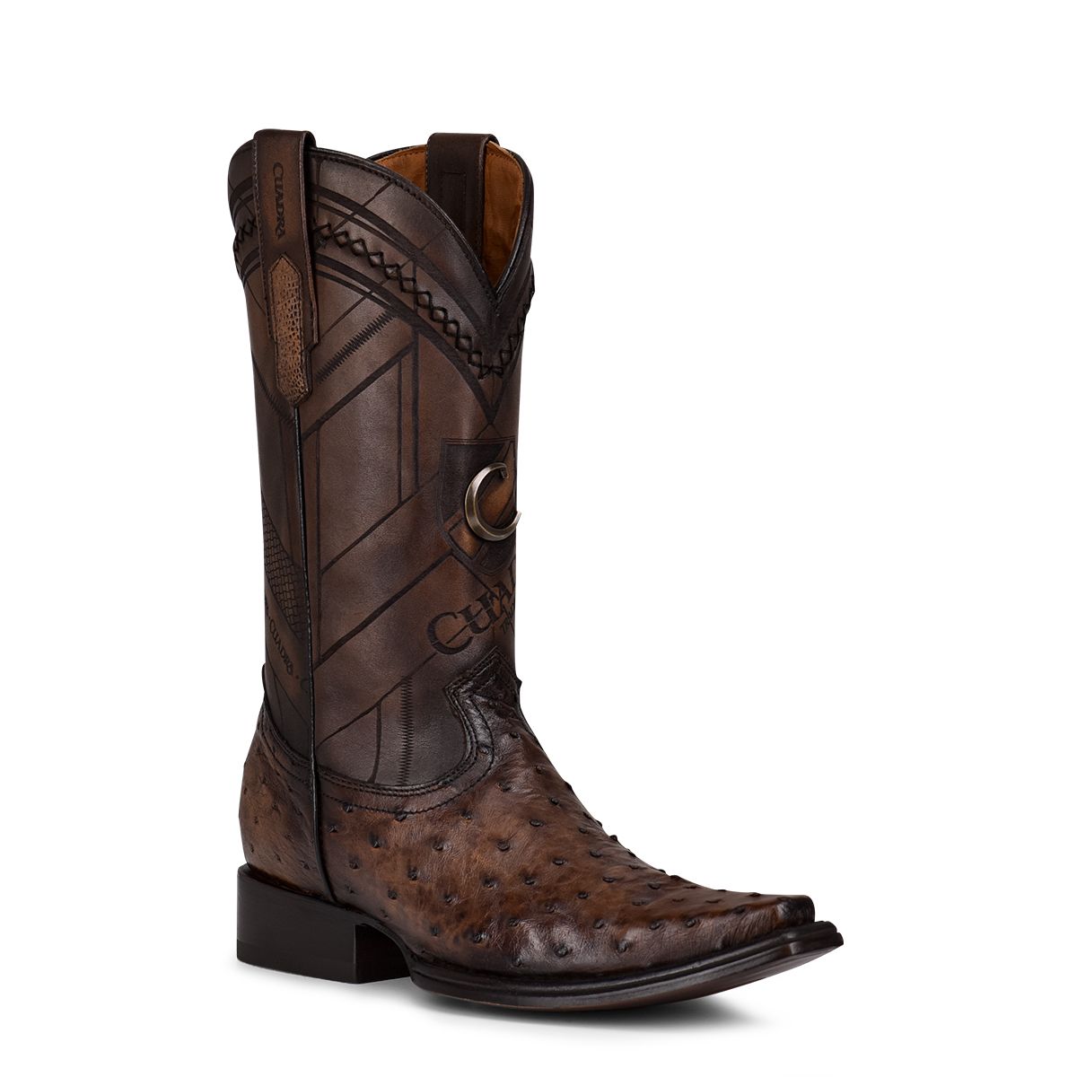 1B2FA1 - Cuadra chocolate dress cowboy ostrich leather boots for men-CUADRA-Kuet-Cuadra-Boots