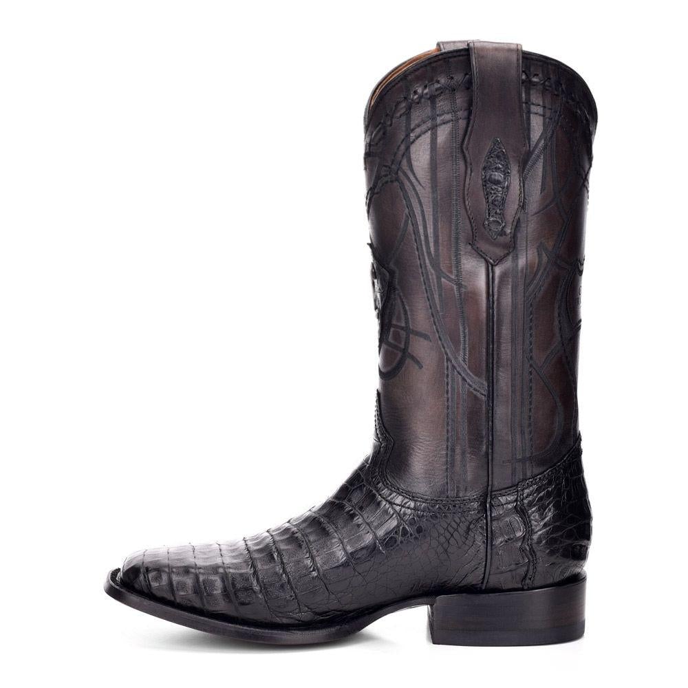 1E10FY - Cuadra black casual cowboy fuscus caiman leather boots for men-Kuet.us