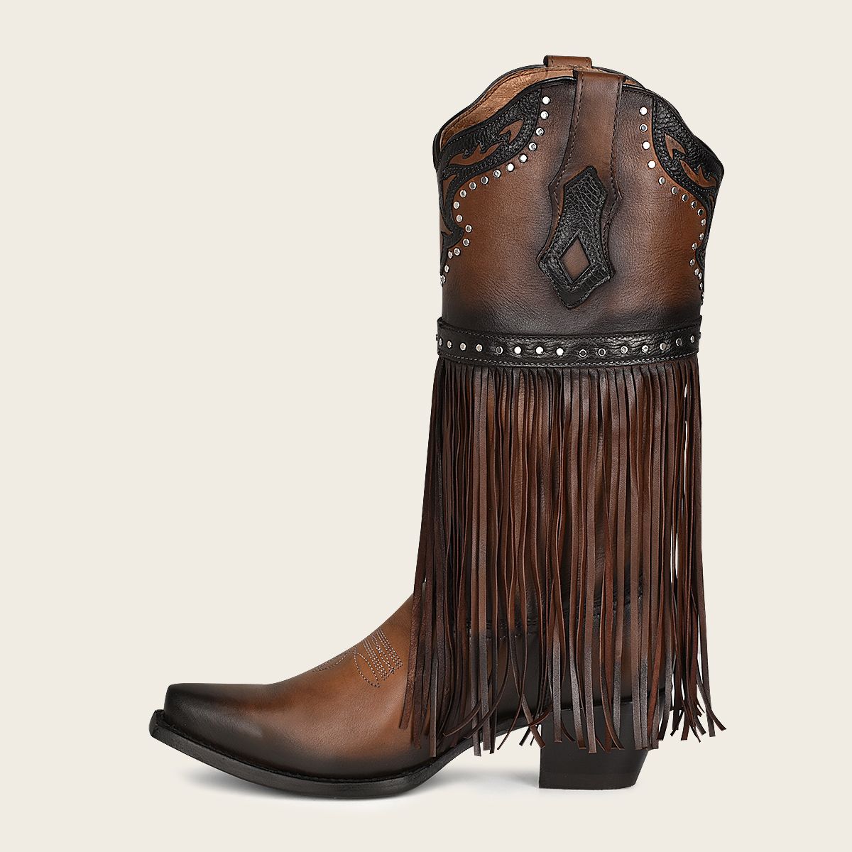 1GAXRS - Cuadra brown western cowgirl fringed leather boots for women-Kuet.us