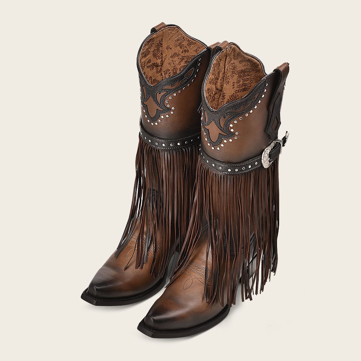 1GAXRS - Cuadra brown western cowgirl fringed leather boots for women-Kuet.us