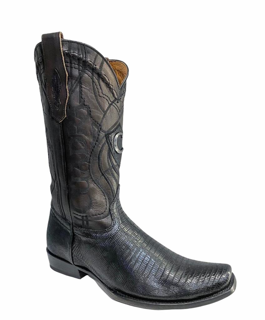 1J1NLT - Cuadra black casual dress cowboy lizard leather boots for men-Kuet.us