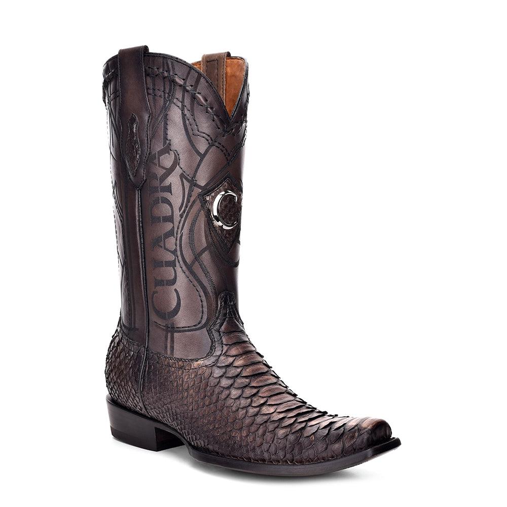 1J1NPC - Cuadra chesnut brown fashion cowboy python leather boots for men-Kuet.us